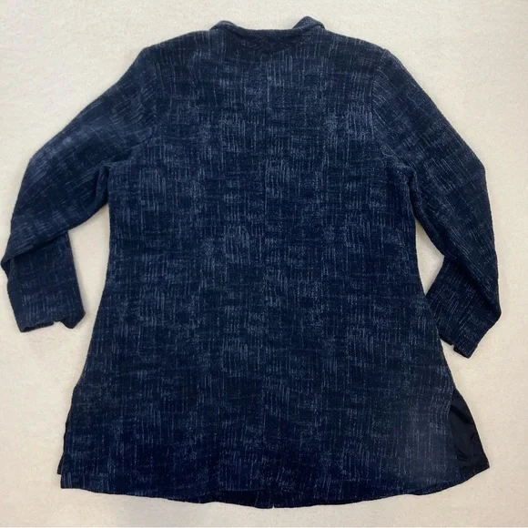 Eileen Fisher Woven Cotton Twist Blue Jacket Size 1X - Picture 7 of 8